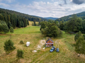 Drewniany domek pod masywem Śnieżnika dojazd otwarty